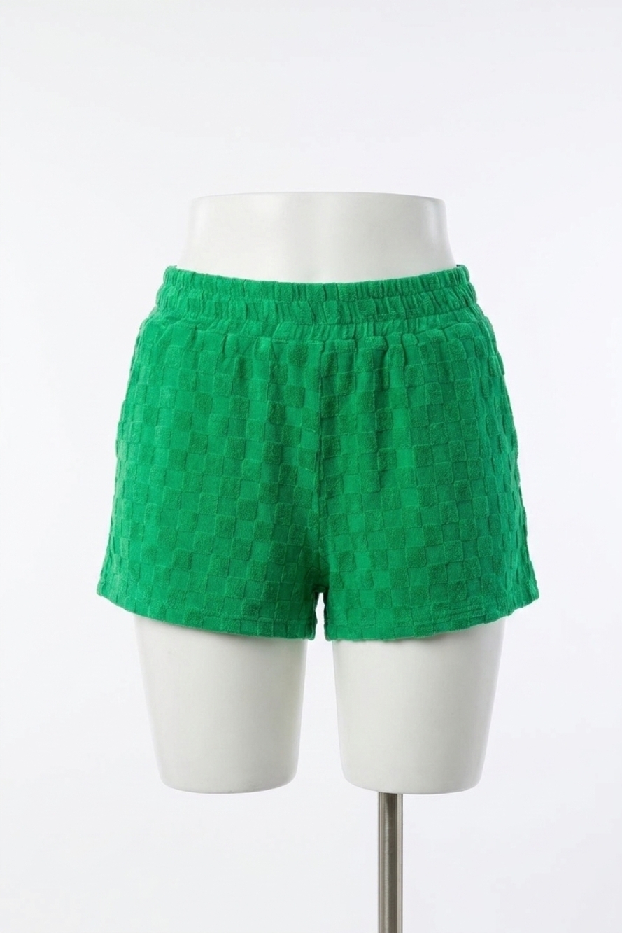 NEW THML textured checkered shorts in green